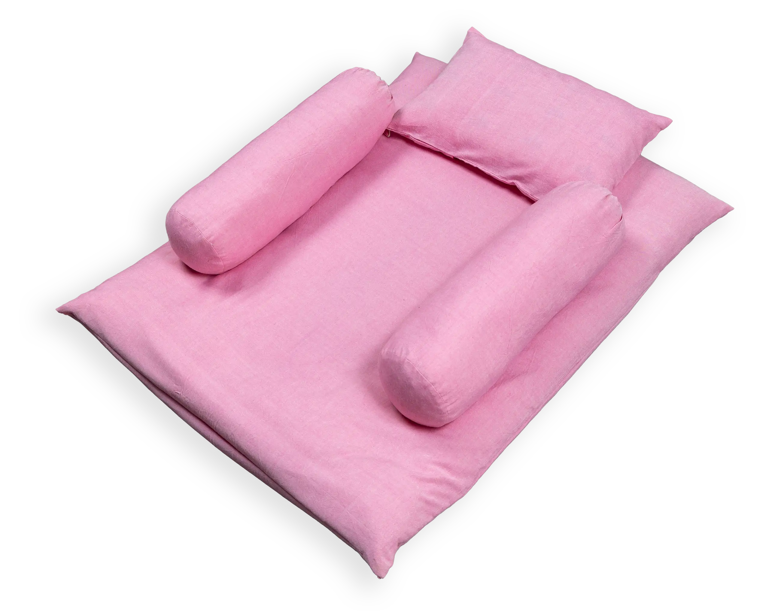 This bedding set includes 1 Mattress, 2 Side Pillows, and 1 Head Pillow either with our recycled shredded 100% cotton wool or with Mustard Seed Pillow. 