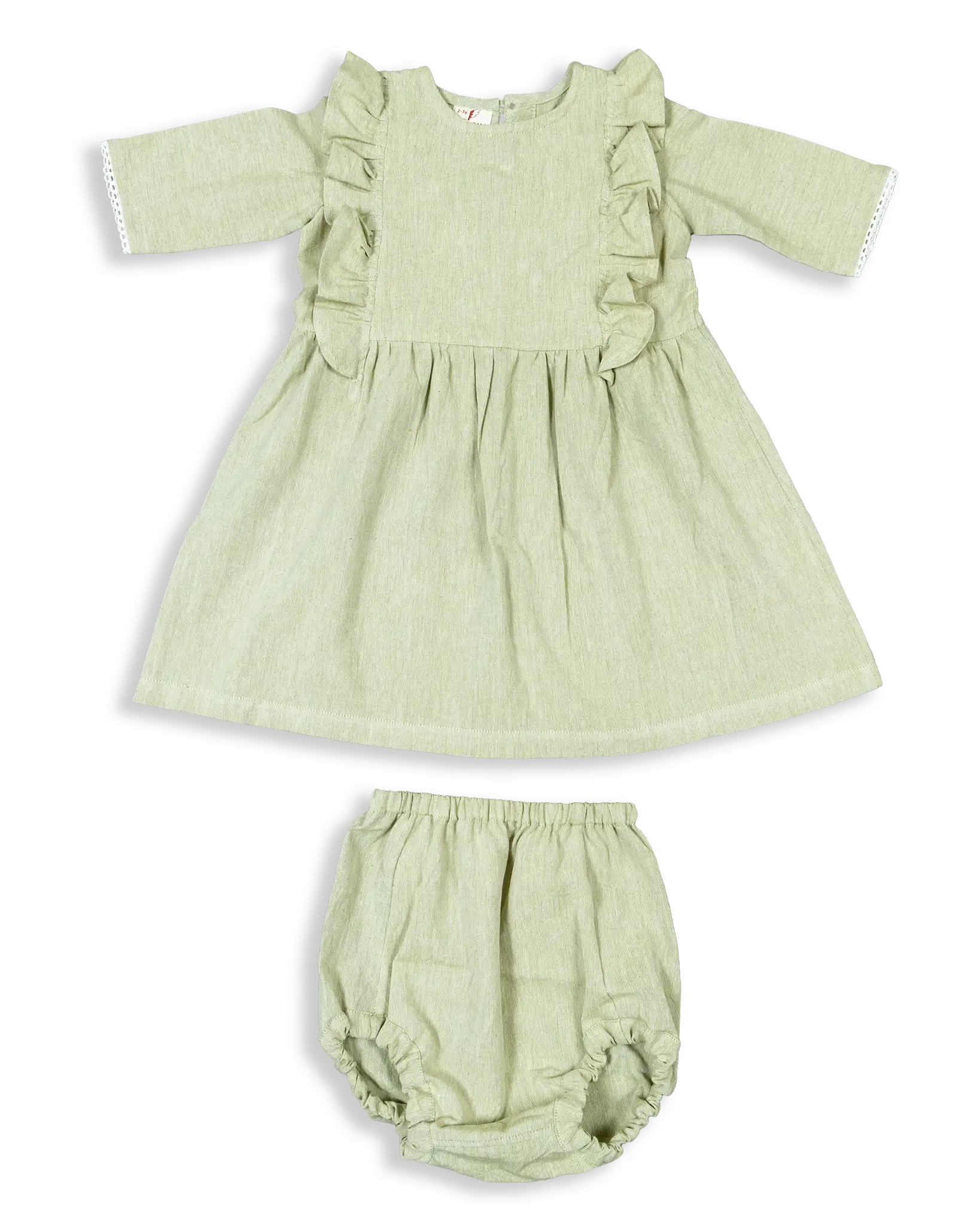 Make her twinkle in the Forget-Me-Not Dress! Our gorgeous dress is made with 100% cotton and lace detail at the sleeves, and a ruffle in front that will make her look extra special. Plus, the bloomer will give her a little extra coverage and comfort. Get her this adorably stylish dress today and let your little one shine!