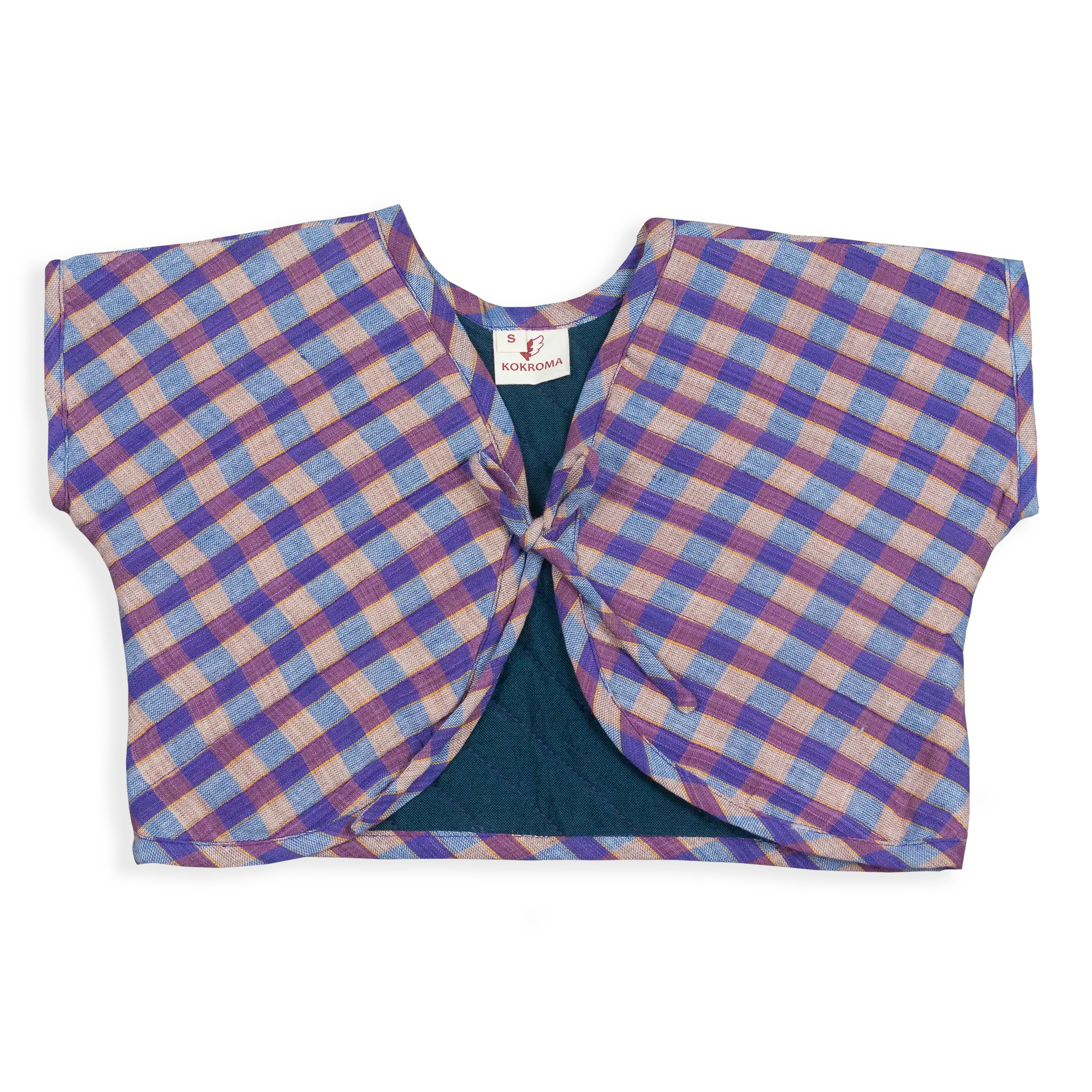 Embrace the cozy and traditional feel with this Gingham pattern top. The wrap style adds a touch of cheer and comfort to the design, making it perfect for girls.