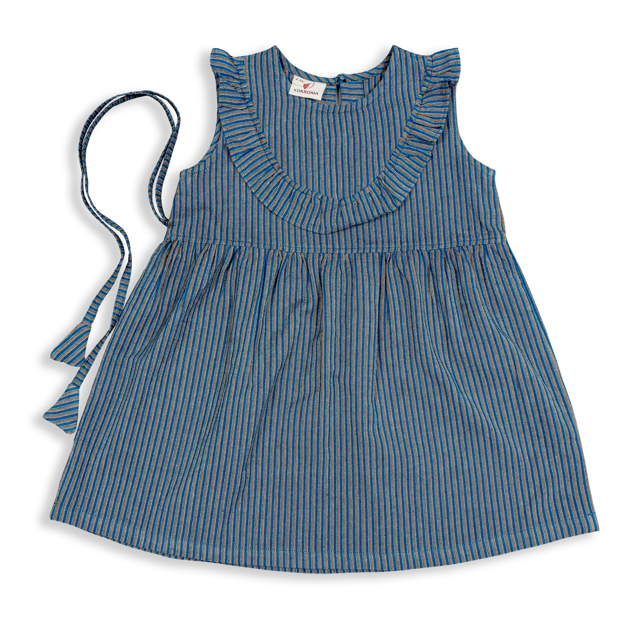 Add some whimsy to your child's closet with the Guras Summer Girl Dress by Kokroma. Crafted from 100% cotton, this dress is both lightweight and sleeveless, making it perfect for warm weather