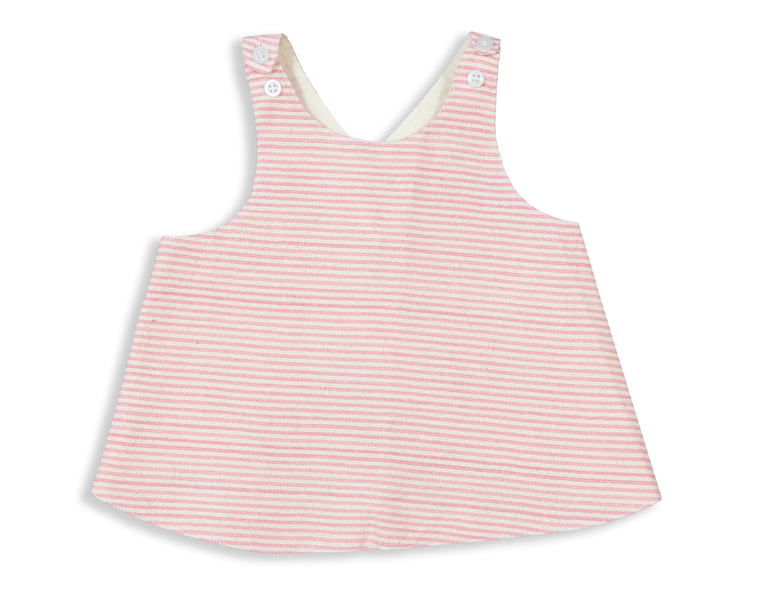 Comfortable and stylish double layer 100% Cotton Apron. Made of stripe pattern weave outer layer and plain raw cotton inner layer for easy washing.