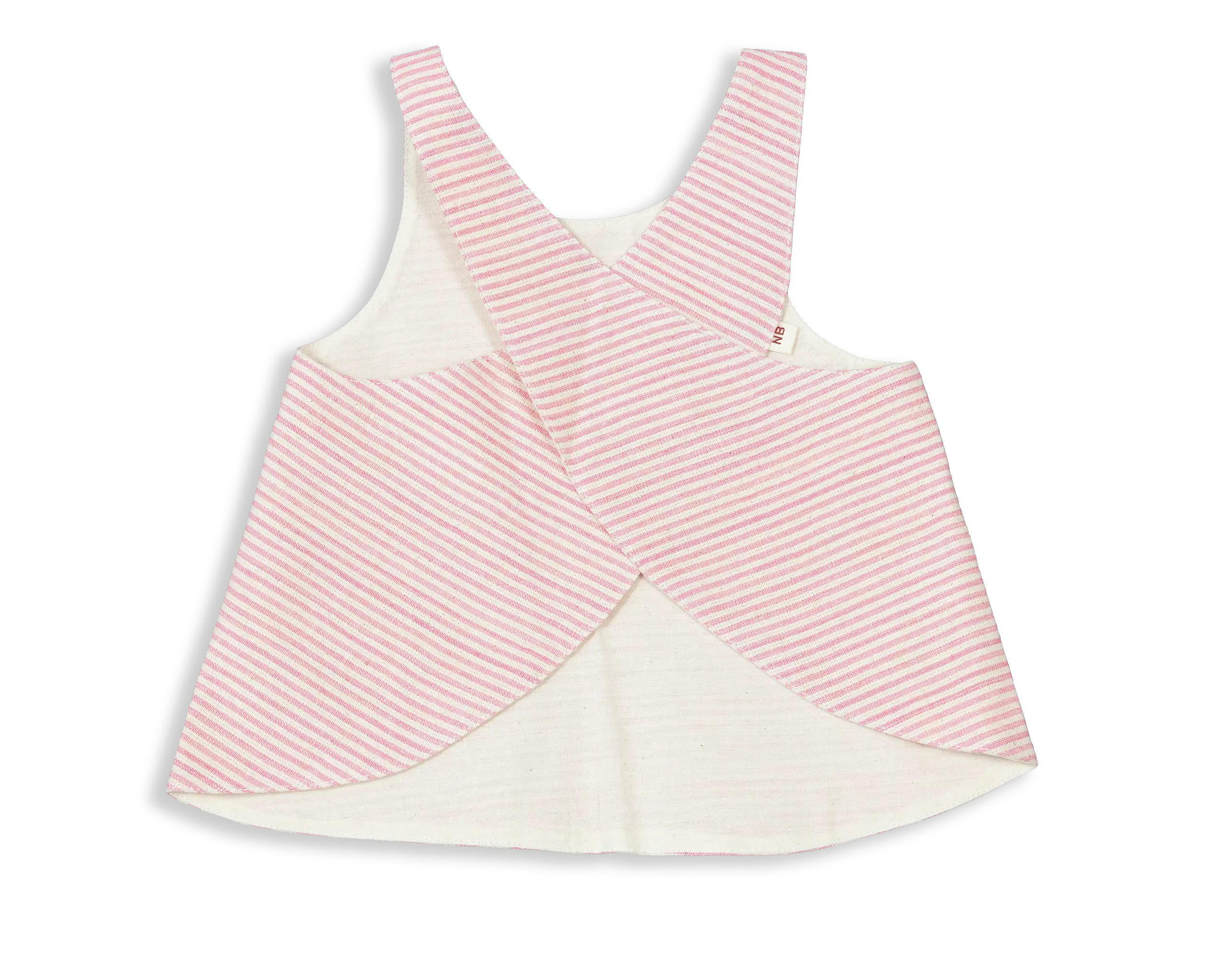 Comfortable and stylish double layer 100% Cotton Apron. Made of stripe pattern weave outer layer and plain raw cotton inner layer for easy washing.