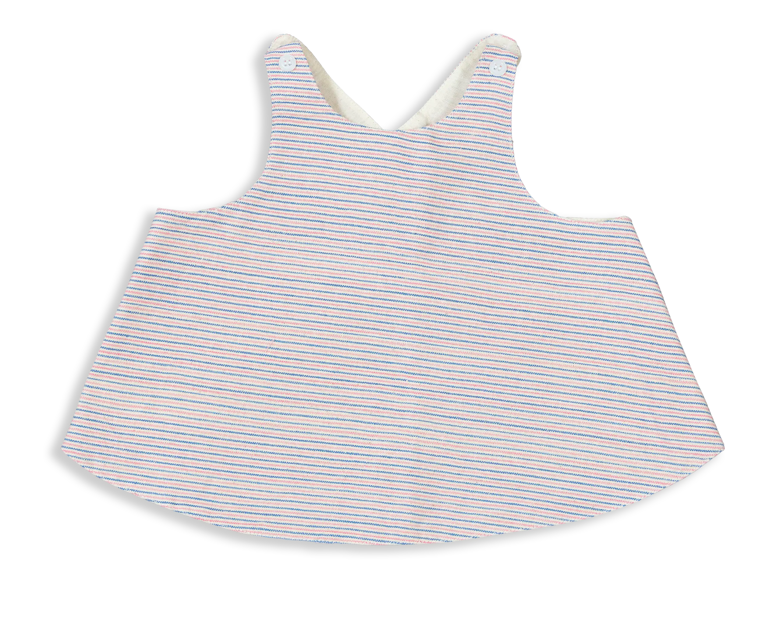 Comfortable and stylish double layer 100% Cotton Apron. Made of stripe pattern weave outer layer and plain raw cotton inner layer for easy washing.