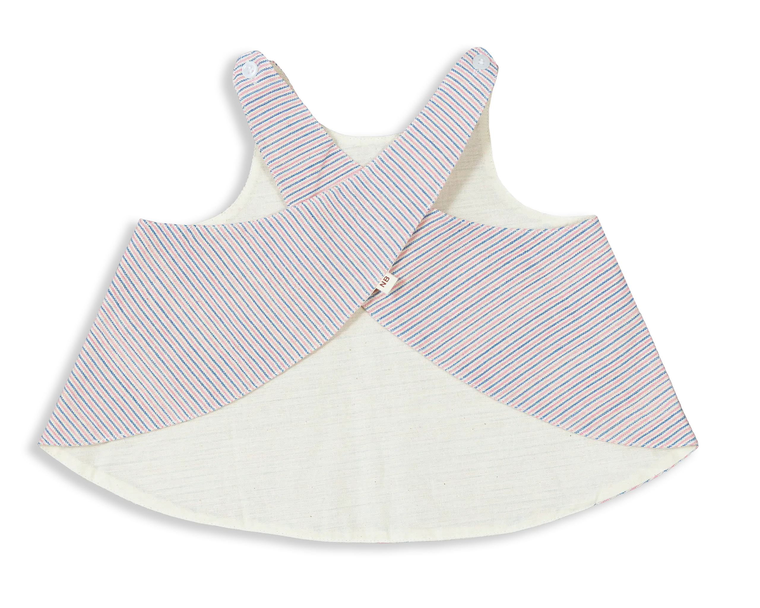 Comfortable and stylish double layer 100% Cotton Apron. Made of stripe pattern weave outer layer and plain raw cotton inner layer for easy washing.