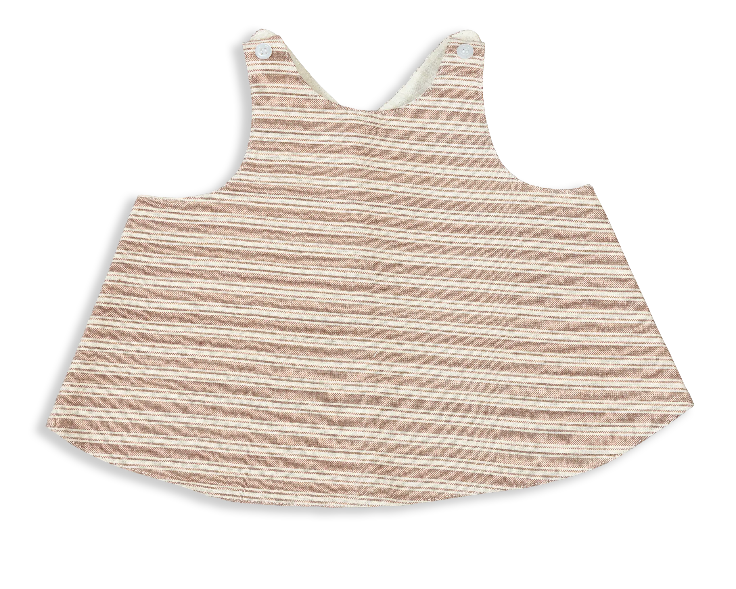 Comfortable and stylish double layer 100% Cotton Apron. Made of stripe pattern weave outer layer and plain raw cotton inner layer for easy washing.