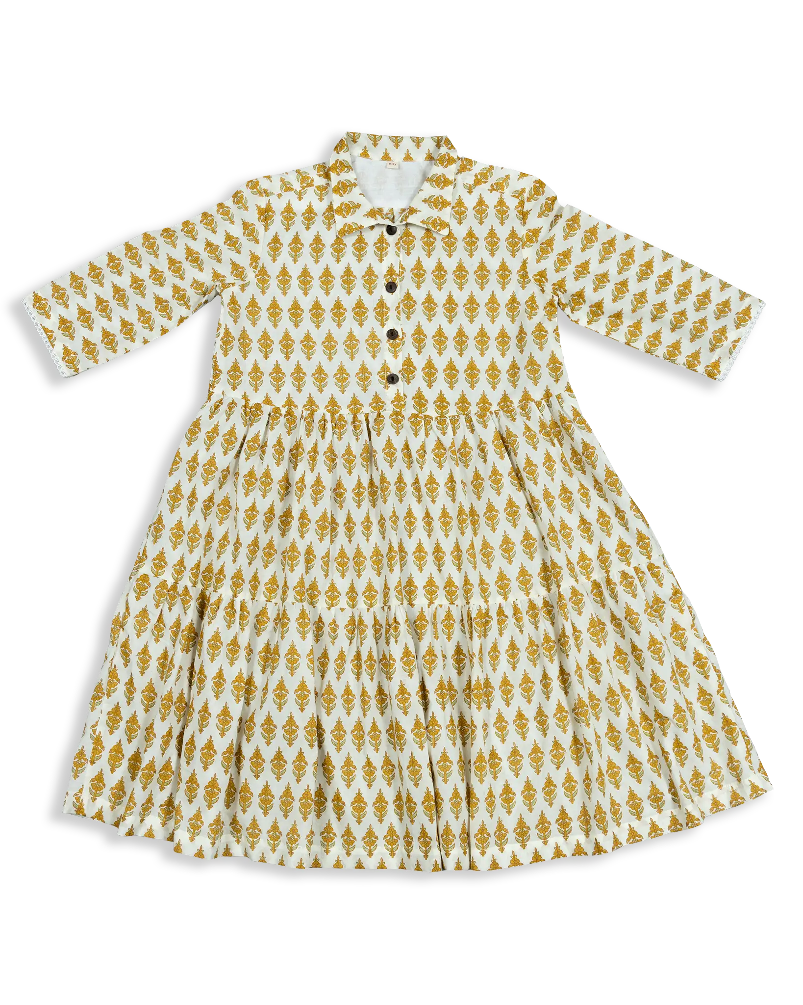 Light Summer Print Dress in 100% Cotton for adolescent girls, a delightful and timeless piece that will make your little one shine. With full length sleeves it protects from sunburn in summer yet light and cool. 