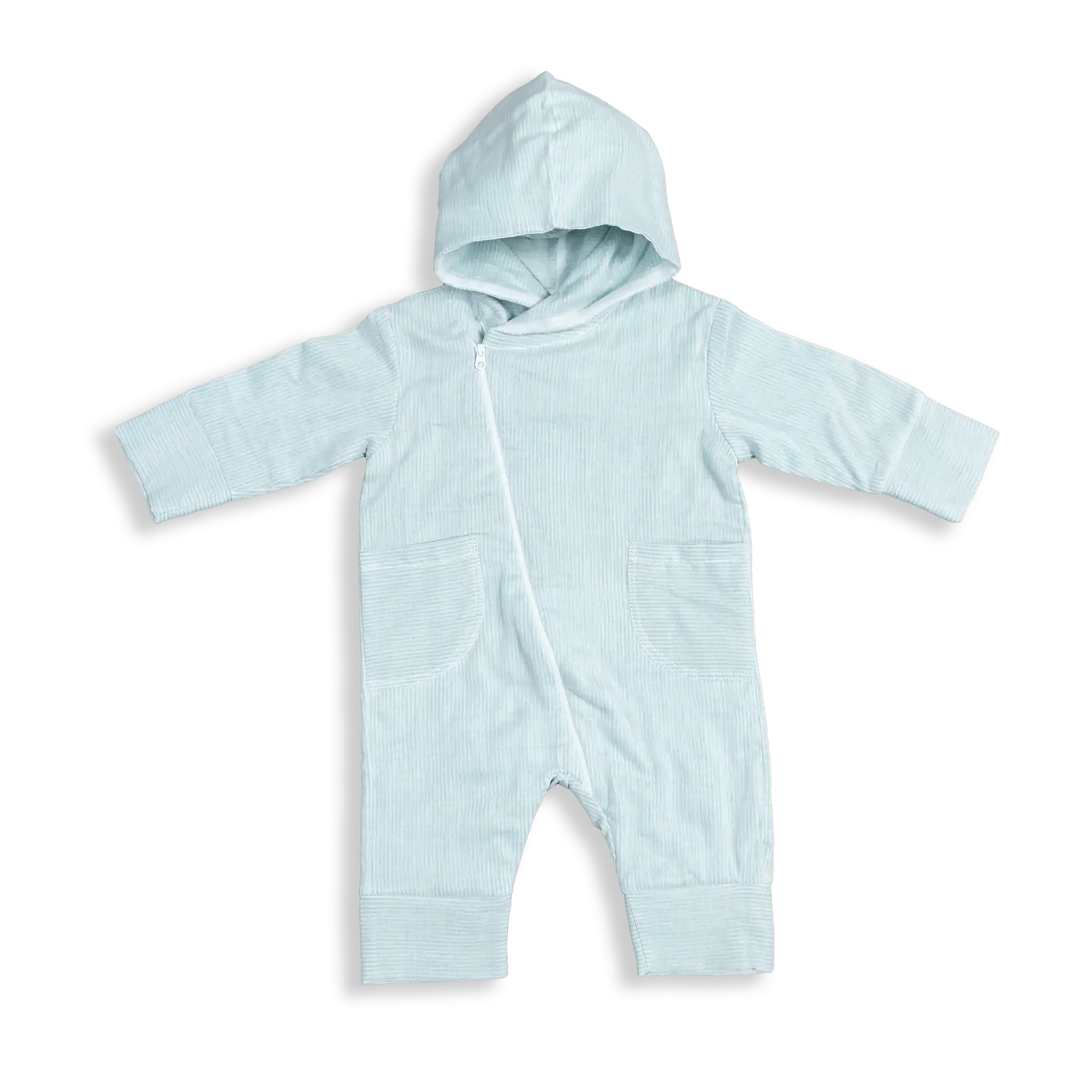 3-layer Muslin Coverall Jumpsuit for babies with 2 layers of 100% super soft muslin voile and 1 layer of charming stripe woven fabric