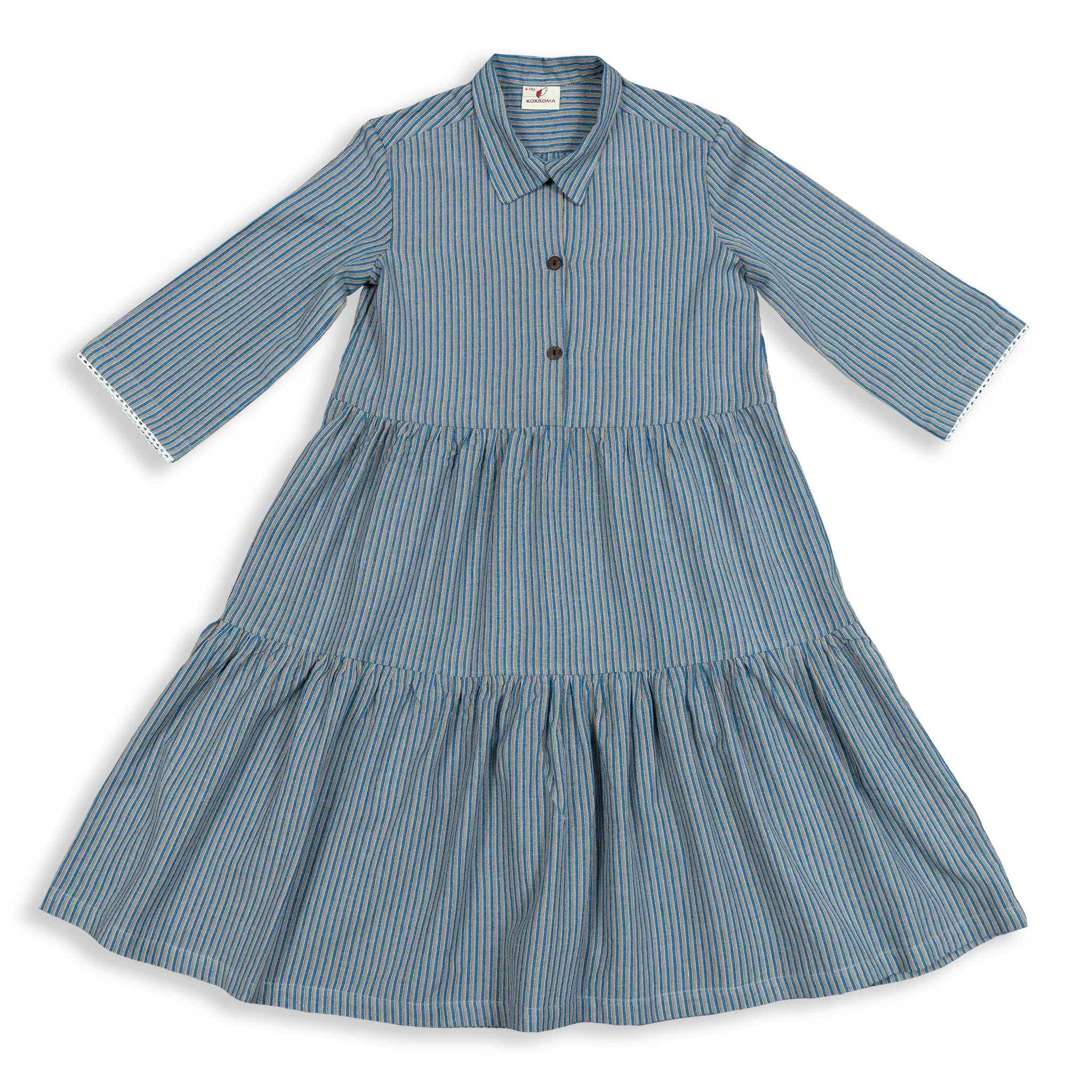 Bring playful elegance to your child's wardrobe with the Kokroma Terraced Hills Twirly Girl Dress. Made with 100% cotton, this dress features a light summer print and half-length sleeves for sun protection. 