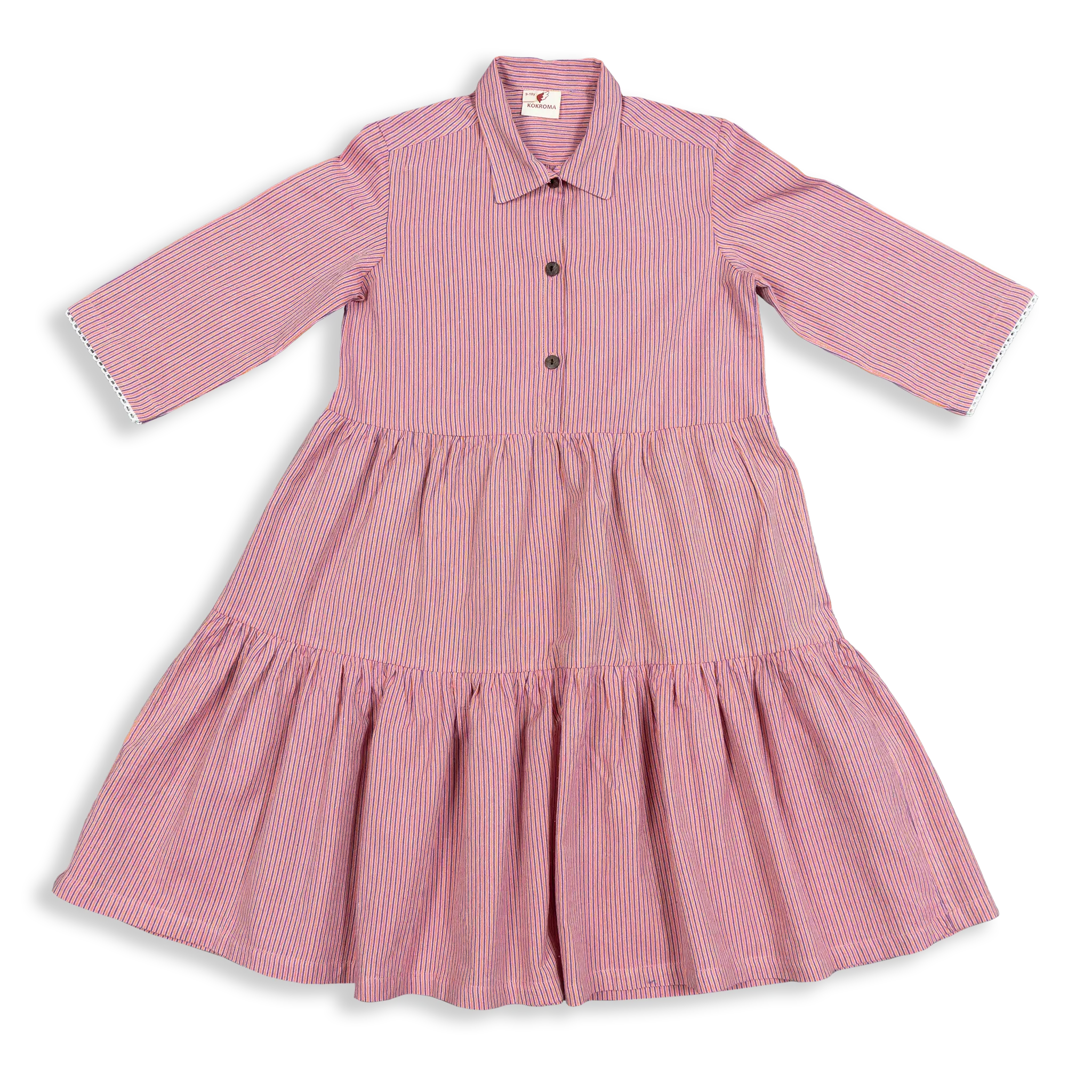 Bring playful elegance to your child's wardrobe with the Kokroma Terraced Hills Twirly Girl Dress. Made with 100% cotton, this dress features a light summer print and half-length sleeves for sun protection. 