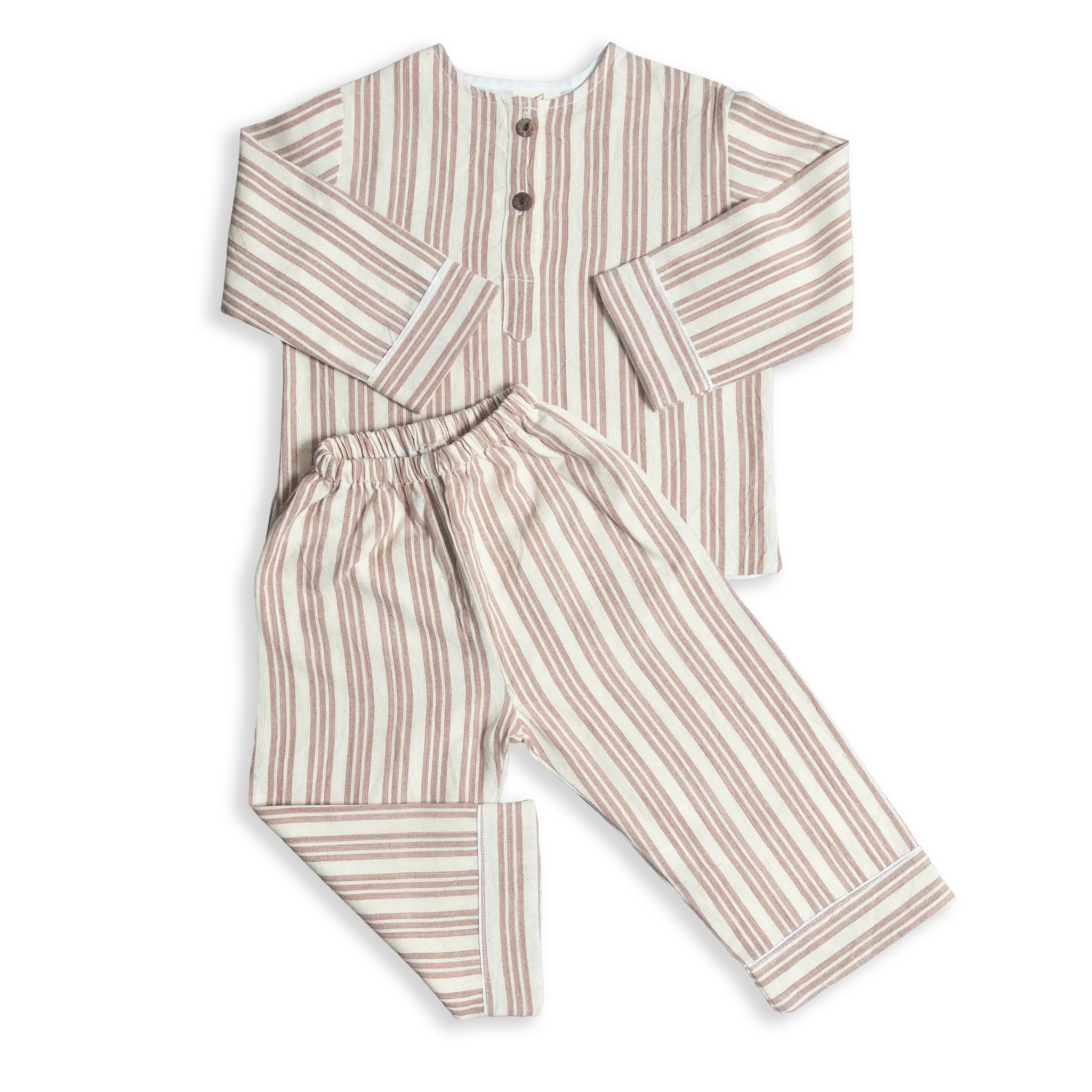 These classic cotton striped Pyjamas are some of our best selling products. Designed and woven here in Nepal they are made with the finest voile lining.