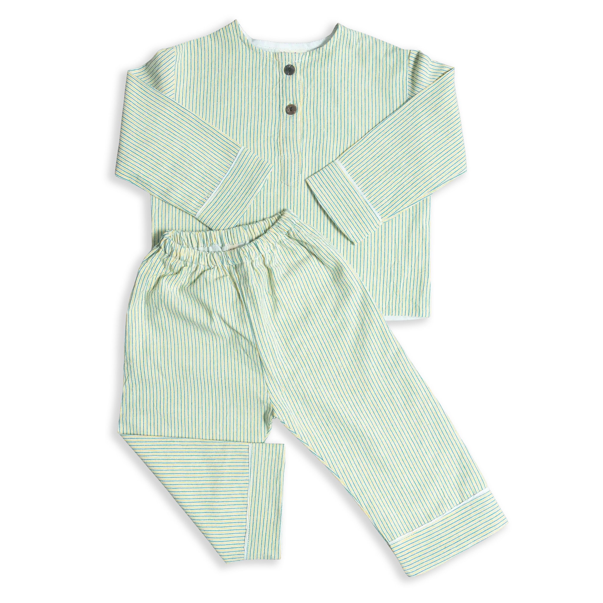 These classic cotton striped Pyjamas are some of our best selling products. Designed and woven here in Nepal they are made with the finest voile lining. It is also known as cotton cashmere.