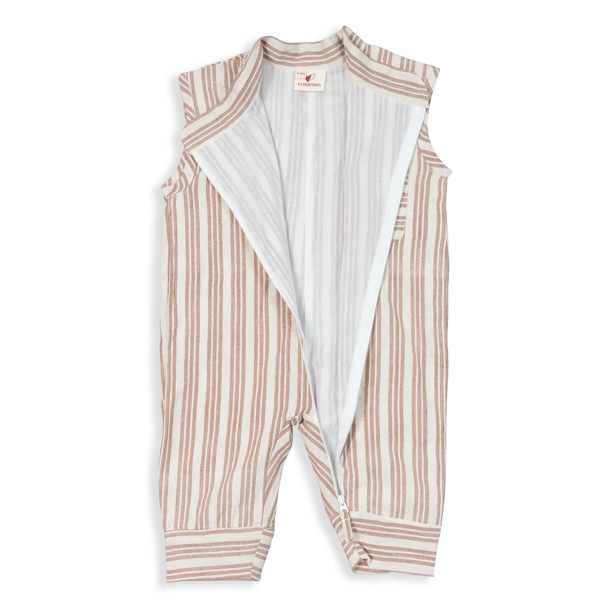 Sleeveless Summer Jumpsuit, made with 100% cotton and muslin weave inner layers for softness and breathability. With a convenient YKK zipper and side pockets, this jumpsuit offers a relaxed, comfortable fit for all occasions.