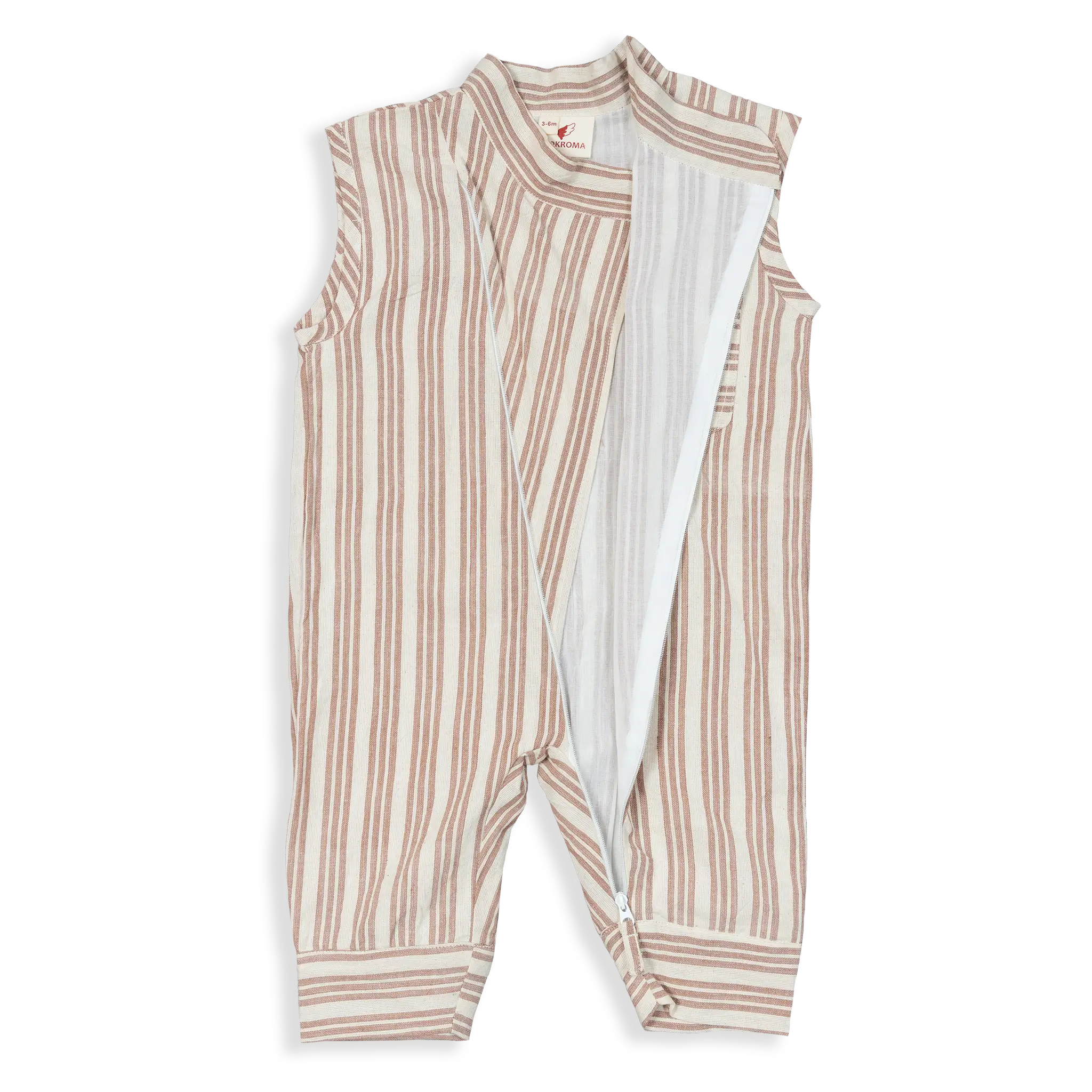 Sleeveless Summer Jumpsuit, made with 100% cotton and muslin weave inner layers for softness and breathability. With a convenient YKK zipper and side pockets, this jumpsuit offers a relaxed, comfortable fit for all occasions.