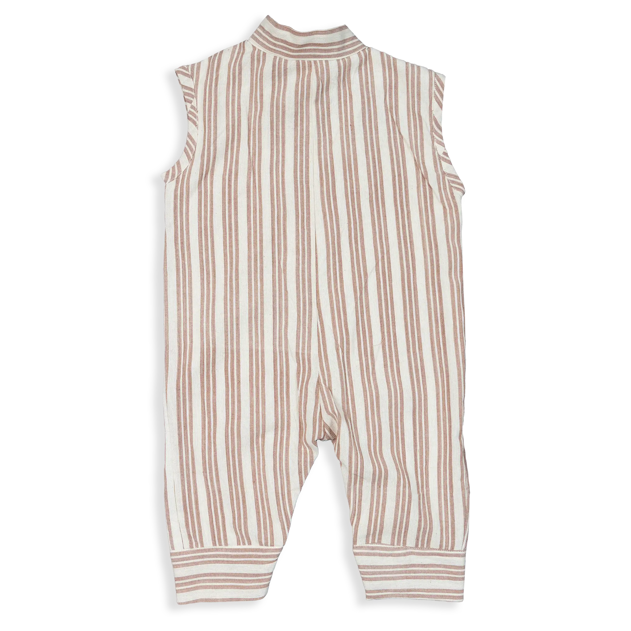 Sleeveless Summer Jumpsuit, made with 100% cotton and muslin weave inner layers for softness and breathability. With a convenient YKK zipper and side pockets, this jumpsuit offers a relaxed, comfortable fit for all occasions.