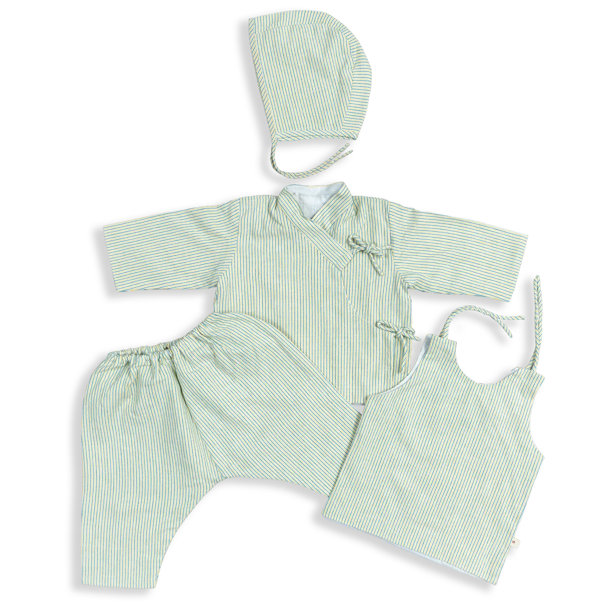 This set features the timeless Nepali design of Daura Suruwal, adapted to provide comfort and protection for babies. 